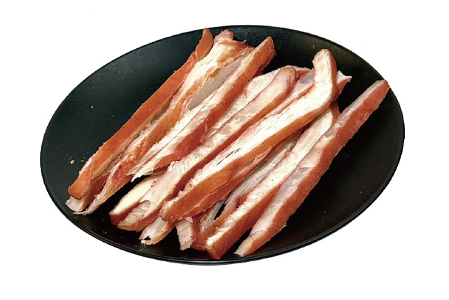蟹味鱿鱼板机切红条